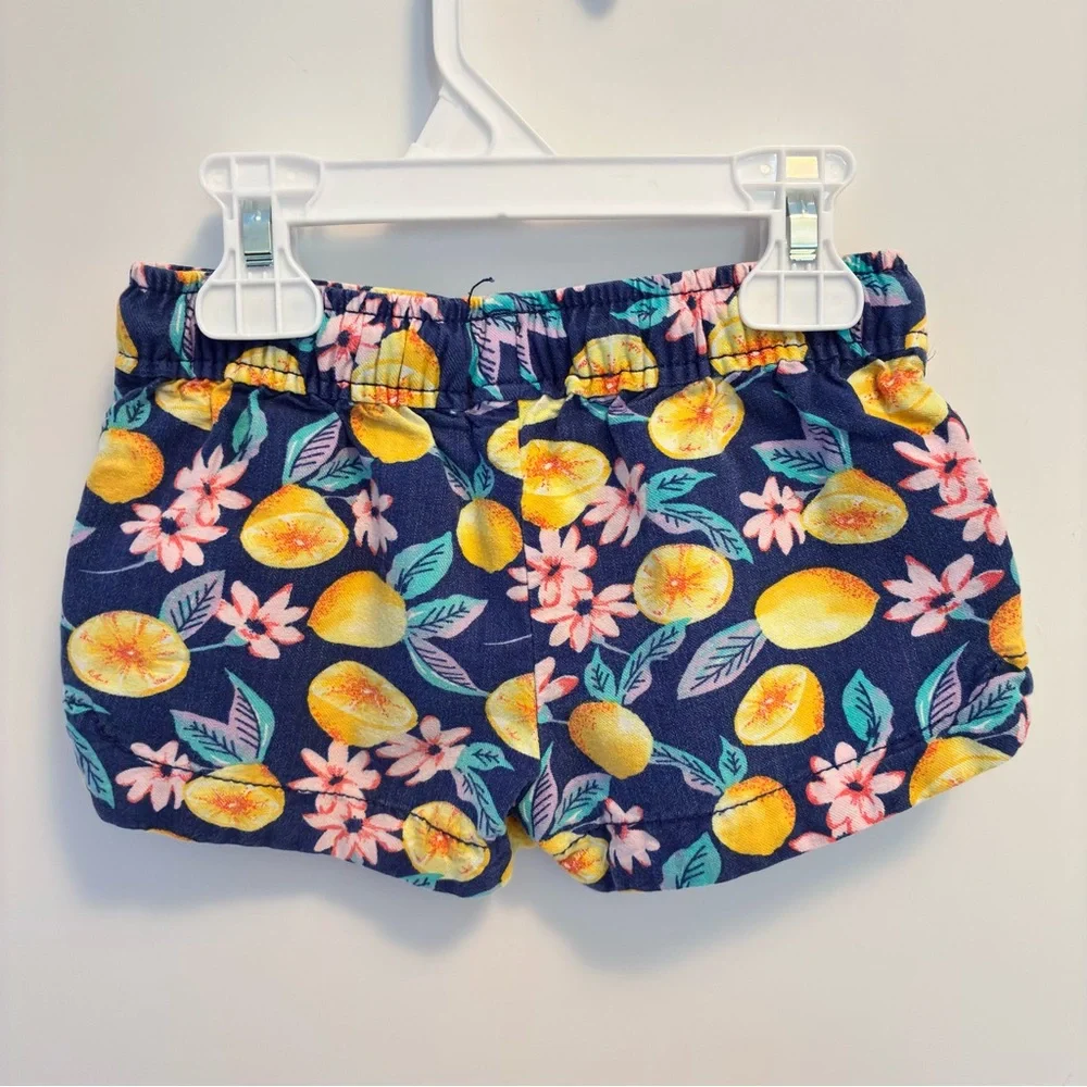 OshKosh B'gosh Toddler Girl's Shorts Pink Denim & Lemon Print Sun Short Size 3T